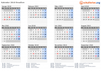 Kalender 2010 mit Ferien und Feiertagen Brasilien