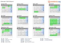 Kalender 2010 mit Ferien und Feiertagen Bayern