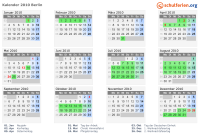 Kalender 2010 mit Ferien und Feiertagen Berlin