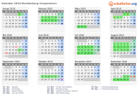 Kalender 2010 mit Ferien und Feiertagen Mecklenburg-Vorpommern