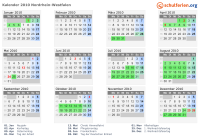 Kalender 2010 mit Ferien und Feiertagen Nordrhein-Westfalen