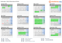 Kalender 2010 mit Ferien und Feiertagen Rheinland-Pfalz