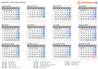 Kalender 2010 mit Ferien und Feiertagen Normandie
