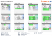 Kalender 2010 mit Ferien und Feiertagen Versailles