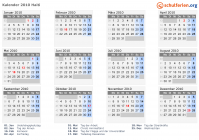 Kalender 2010 mit Ferien und Feiertagen Haiti