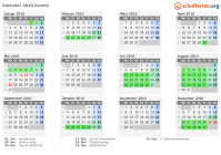 Kalender 2010 mit Ferien und Feiertagen Drente