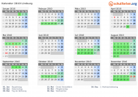 Kalender 2010 mit Ferien und Feiertagen Limburg