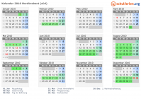 Kalender 2010 mit Ferien und Feiertagen Nordbrabant (süd)