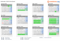 Kalender 2010 mit Ferien und Feiertagen Overijssel