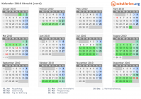Kalender 2010 mit Ferien und Feiertagen Utrecht (nord)