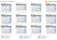 Kalender 2010 mit Ferien und Feiertagen Basilikata