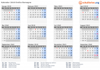 Kalender 2010 mit Ferien und Feiertagen Emilia-Romagna
