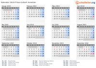 Kalender 2010 mit Ferien und Feiertagen Friaul-Julisch Venetien