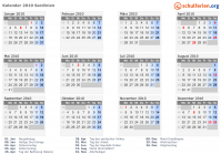 Kalender 2010 mit Ferien und Feiertagen Sardinien