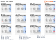 Kalender 2010 mit Ferien und Feiertagen Südtirol