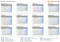 Kalender 2010 mit Ferien und Feiertagen Kasachstan