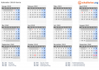 Kalender 2010 mit Ferien und Feiertagen Kenia