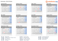 Kalender 2010 mit Ferien und Feiertagen Malta