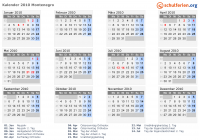 Kalender 2010 mit Ferien und Feiertagen Montenegro