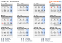 Kalender 2010 mit Ferien und Feiertagen Nord-Tröndelag
