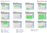 Kalender 2010 mit Ferien und Feiertagen Tirol