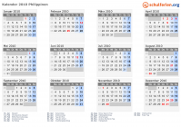 Kalender 2010 mit Ferien und Feiertagen Philippinen