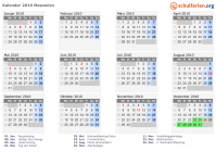 Kalender 2010 mit Ferien und Feiertagen Masowien