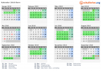 Kalender 2010 mit Ferien und Feiertagen Bern