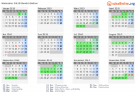 Kalender 2010 mit Ferien und Feiertagen Sankt Gallen