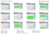 Kalender 2010 mit Ferien und Feiertagen Solothurn