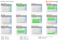 Kalender 2010 mit Ferien und Feiertagen Thurgau