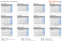 Kalender 2010 mit Ferien und Feiertagen Tadschikistan