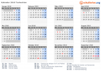 Kalender 2010 mit Ferien und Feiertagen Tschechien