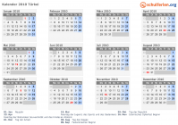 Kalender 2010 mit Ferien und Feiertagen Türkei