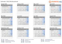 Kalender 2010 mit Ferien und Feiertagen Weißrussland