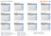 Kalender 2011 mit Ferien und Feiertagen Äthiopien