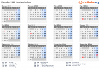 Kalender 2011 mit Ferien und Feiertagen Nordterritorium