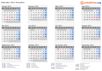 Kalender 2011 mit Ferien und Feiertagen Brasilien