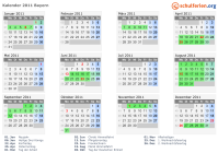 Kalender 2011 mit Ferien und Feiertagen Bayern