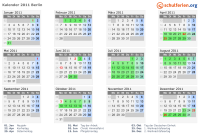 Kalender 2011 mit Ferien und Feiertagen Berlin