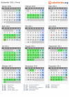 Kalender 2011 mit Ferien und Feiertagen Paris