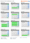 Kalender 2011 mit Ferien und Feiertagen Nordbrabant (süd)