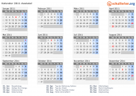 Kalender 2011 mit Ferien und Feiertagen Aostatal