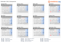 Kalender 2011 mit Ferien und Feiertagen Kampanien