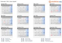 Kalender 2011 mit Ferien und Feiertagen Aust-Agder