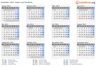 Kalender 2011 mit Ferien und Feiertagen Sogn und Fjordane