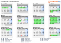 Kalender 2011 mit Ferien und Feiertagen Niederösterreich