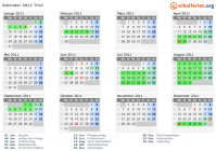 Kalender 2011 mit Ferien und Feiertagen Tirol