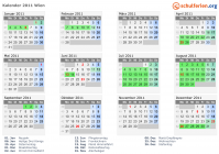 Kalender 2011 mit Ferien und Feiertagen Wien