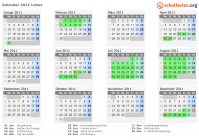 Kalender 2011 mit Ferien und Feiertagen Lebus
